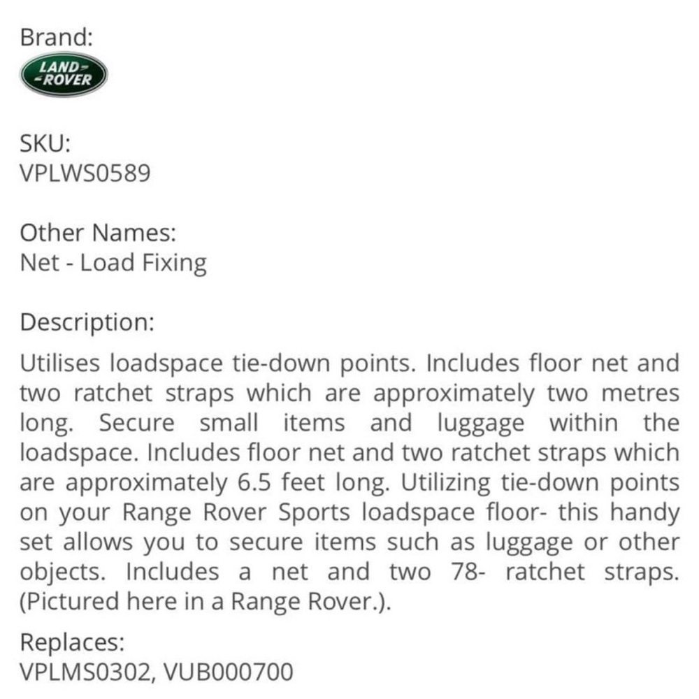 Land Rover Accessory Kit - Cargo Net - Picture 4 of 4